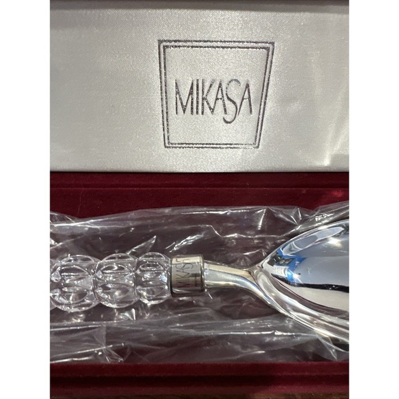 Vintage Mikasa Rousseau Crystal Silverplate Serving Fork With Box - Picture 3 of 6